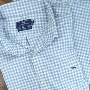 Vineyard Vines Long Sleeve Gray/White Classic Fit Tucker Shirt
